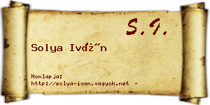 Solya Iván névjegykártya